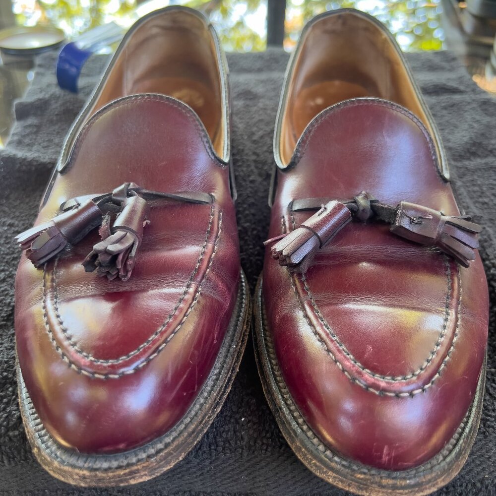 Alden Tassel Moccasin Loafer in Burgundy Calfskin